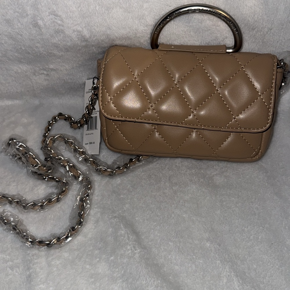 French Connection Quilted Brown Mini Bag